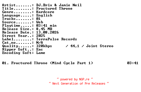 NFO for the release Djbrix_and_Jamie_Neil-Fractured_Throne-SINGLE-WEB-2025-XTC_iNT by XTC_iNT