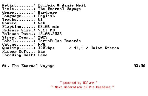 NFO for the release Djbrix_and_Jamie_Neil-The_Eternal_Voyage-SINGLE-WEB-2025-XTC_iNT by XTC_iNT