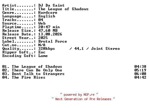 NFO for the release DJ_Da_Saint-The_League_of_Shadows-WEB-2025-XTC_iNT by XTC_iNT