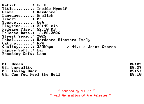 NFO for the release DJ_D-Inside_Myself-WEB-2025-XTC_iNT by XTC_iNT