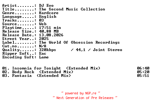 NFO for the release DJ_Evo-The_Second_Music_Collection-WEB-2025-XTC_iNT by XTC_iNT