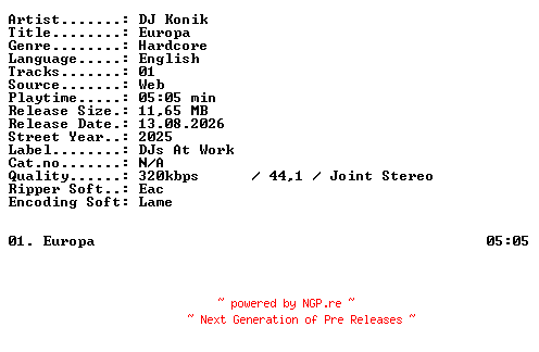 NFO for the release DJ_Konik-Europa-SINGLE-WEB-2025-XTC_iNT by XTC_iNT