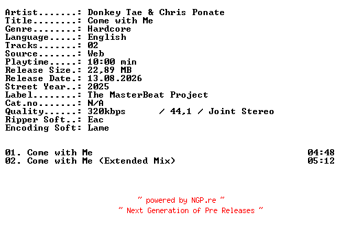 NFO for the release Donkey_Tae_and_Chris_Ponate-Come_with_Me-WEB-2025-XTC_iNT by XTC_iNT