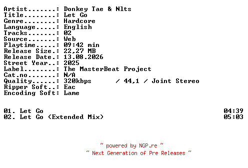NFO for the release Donkey_Tae_and_Nlts-Let_Go-WEB-2025-XTC_iNT by XTC_iNT
