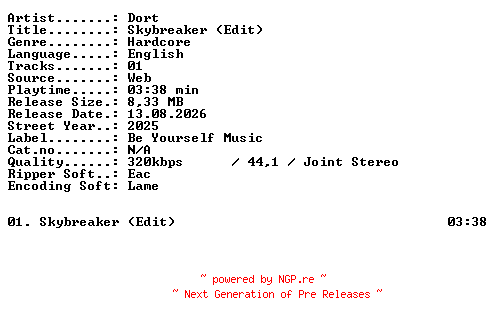 NFO for the release Dort-Skybreaker_(Edit)-SINGLE-WEB-2025-XTC_iNT by XTC_iNT