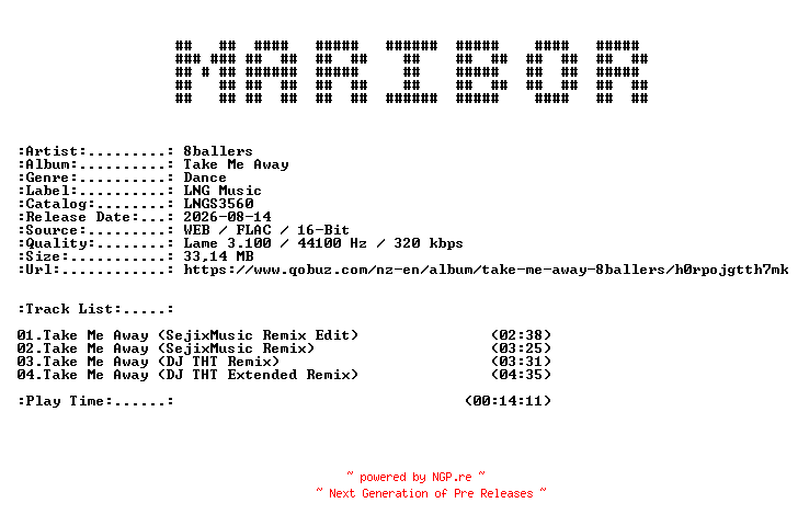 NFO for the release 8ballers-Take_Me_Away-(LNGS3560)-WEB-2026-MARiBOR by MARiBOR