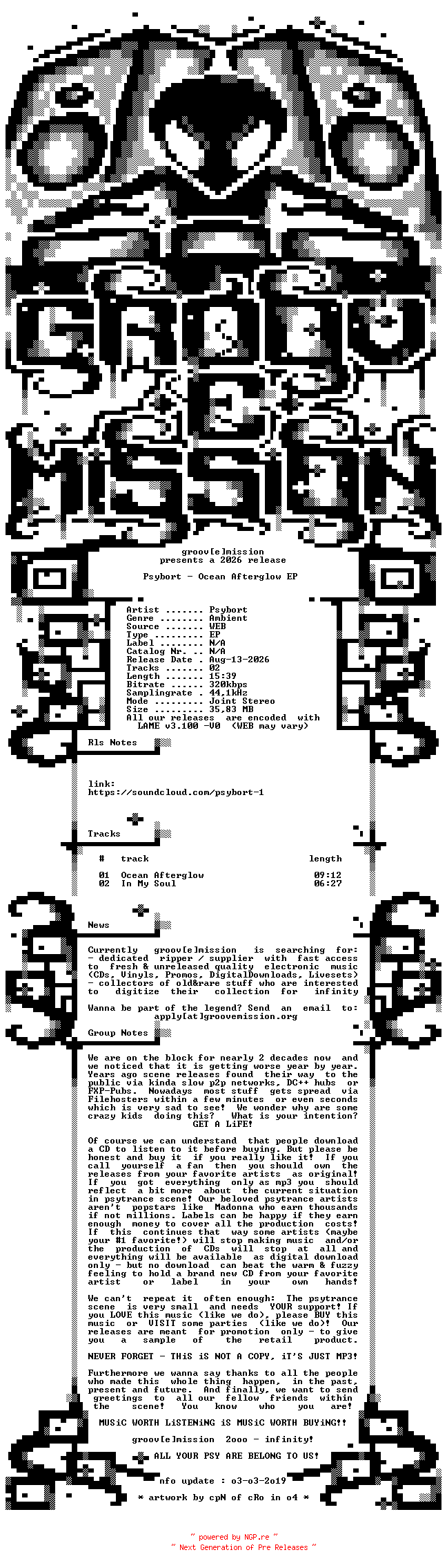 NFO for the release Psybort_-_Ocean_Afterglow_EP-WEB-2026-gEm_INT by gEm_INT