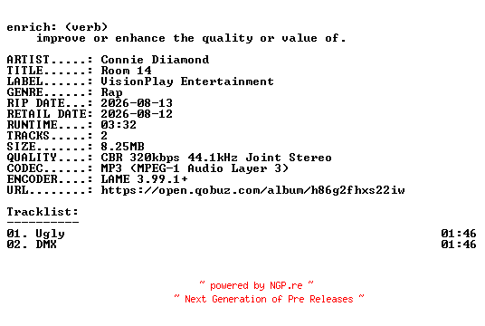 NFO for the release Connie_Diiamond-Room_14-EP-WEB-2026-ENRiCH by ENRiCH