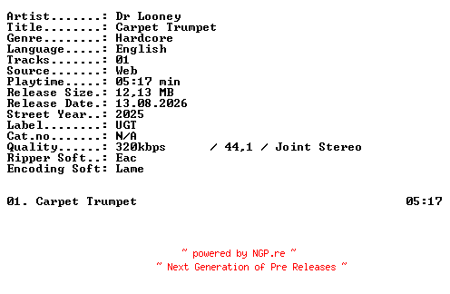 NFO for the release Dr_Looney-Carpet_Trumpet-SINGLE-WEB-2025-XTC_iNT by XTC_iNT