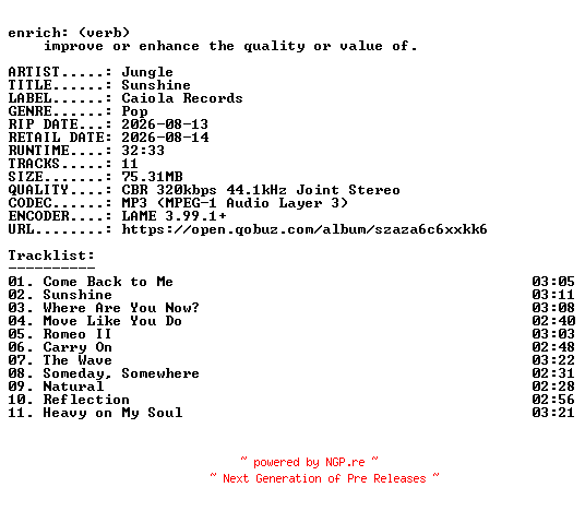 NFO for the release Jungle-Sunshine-WEB-2026-ENRiCH by ENRiCH