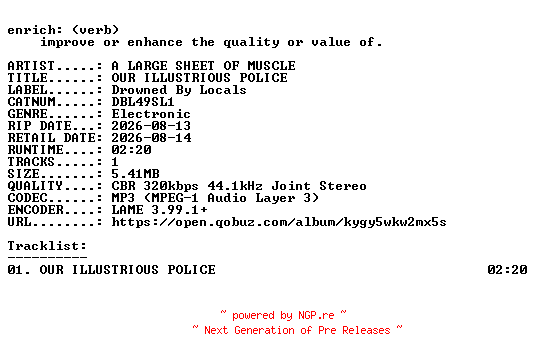 NFO for the release A_LARGE_SHEET_OF_MUSCLE-OUR_ILLUSTRIOUS_POLICE-(DBL49SL1)-SINGLE-WEB-2026-ENRiCH by ENRiCH