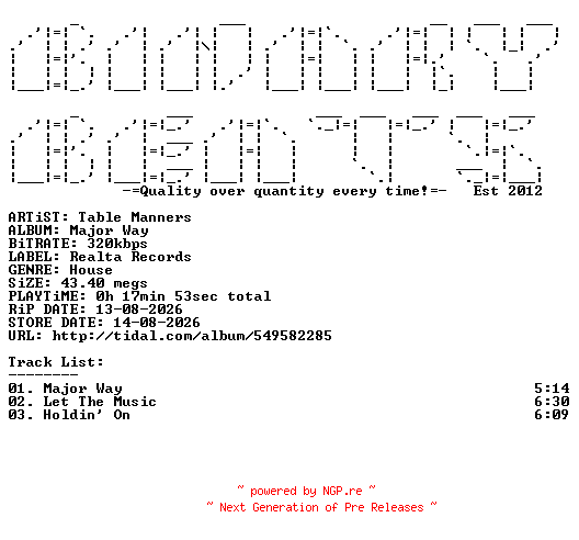 NFO for the release Table_Manners-Major_Way-(CAT15907100)-WEB-2026-BB by BB