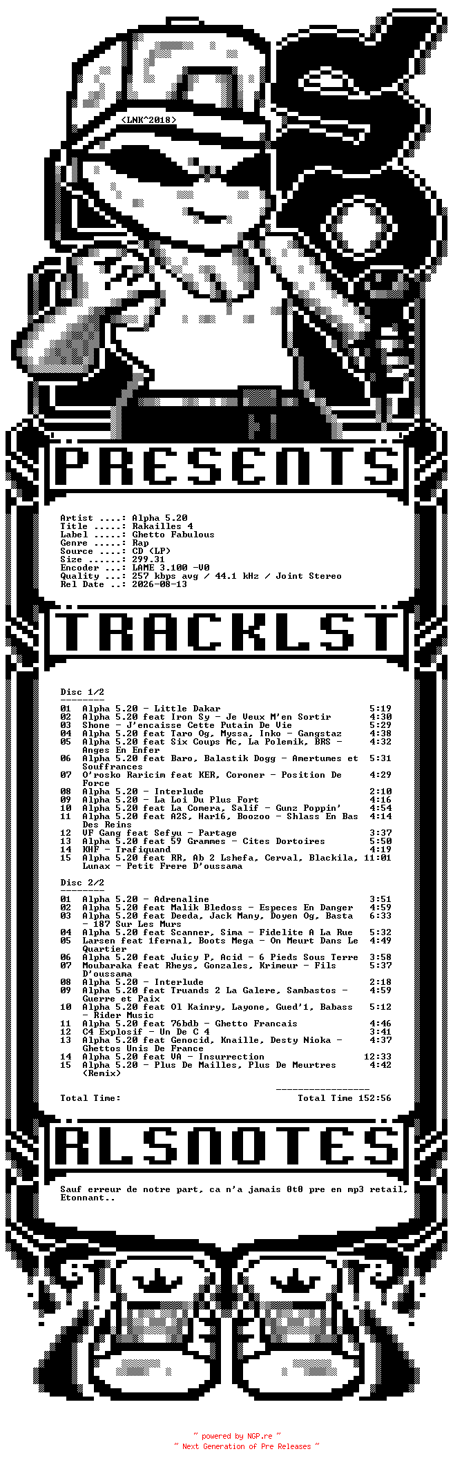 NFO for the release Alpha_5.20-Rakailles_4-2CD-FR-2008-SO by SO