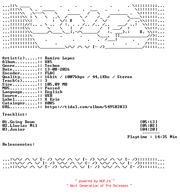 NFO for the release Ramiro_Lopez-X85-X085-16BIT-WEB-FLAC-2026-WAVED by WAVED