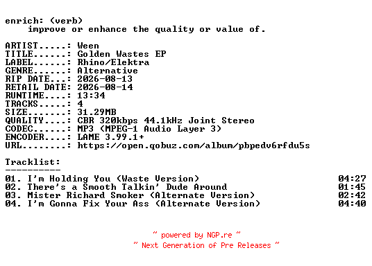 NFO for the release Ween-Golden_Wastes_EP-WEB-2026-ENRiCH by ENRiCH