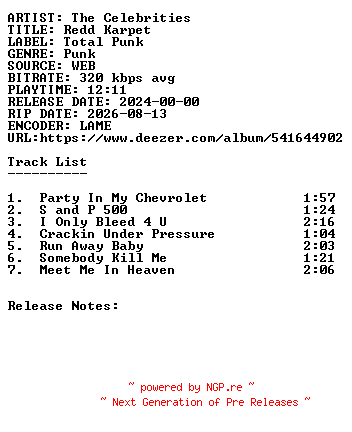 NFO for the release The_Celebrities-Redd_Karpet-WEB-2024-SDR by SDR