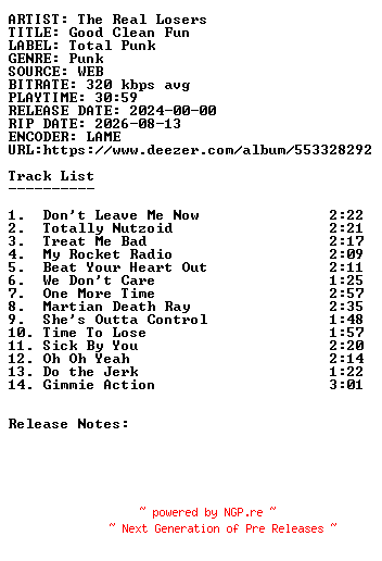 NFO for the release The_Real_Losers-Good_Clean_Fun-WEB-2024-SDR by SDR
