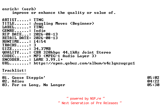 NFO for the release TTNG-Juggling_Moves_(Beginner)-EP-WEB-2026-ENRiCH by ENRiCH