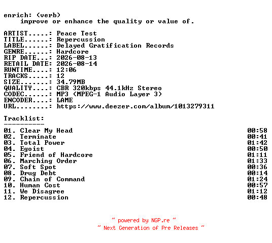 NFO for the release Peace_Test-Repercussion-WEB-2026-ENRiCH by ENRiCH