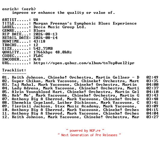NFO for the release VA-Morgan_Freemans_Symphonic_Blues_Experience-24BIT-WEB-FLAC-2026-ENRiCH by ENRiCH