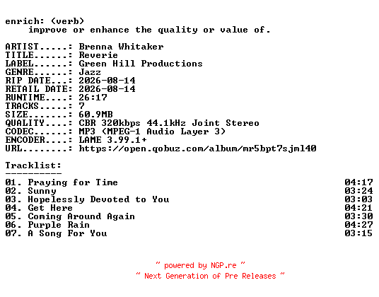 NFO for the release Brenna_Whitaker-Reverie-WEB-2026-ENRiCH by ENRiCH