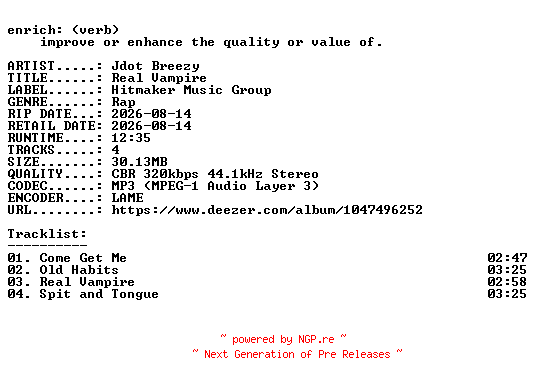NFO for the release Jdot_Breezy-Real_Vampire-EP-WEB-2026-ENRiCH by ENRiCH