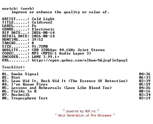 NFO for the release Cold_Light-Coldtron2-WEB-2026-ENRiCH by ENRiCH