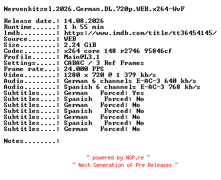 NFO for the release Nervenkitzel.2026.German.DL.720p.WEB.x264-WvF by WvF