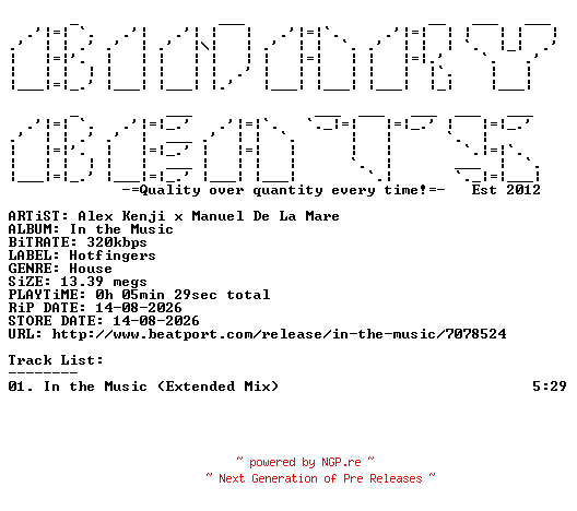 NFO for the release Alex_Kenji_x_Manuel_De_La_Mare-In_The_Music-(HFS082)-SINGLE-WEB-2026-BB by BB