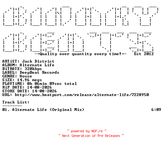 NFO for the release Jack_District-Alternate_Life-(DB197)-SINGLE-WEB-2026-BB by BB