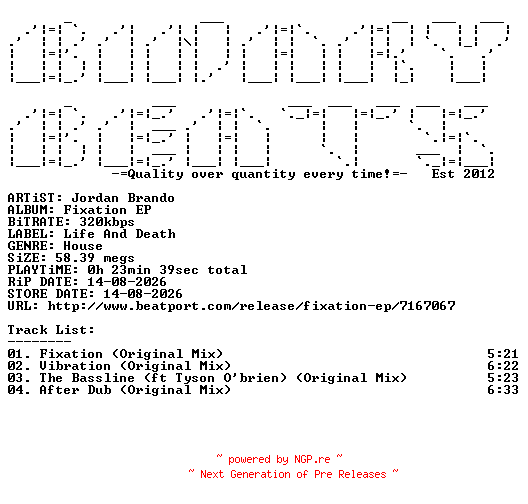 NFO for the release Jordan_Brando-Fixation_EP-(LAD103-EP-EXT)-WEB-2026-BB by BB
