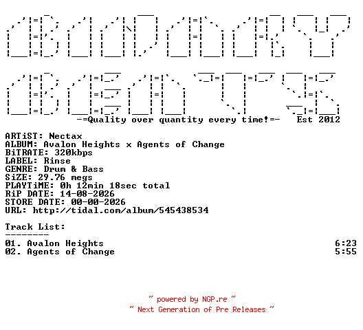 NFO for the release Nectax-Avalon_Heights_x_Agents_Of_Change-(RINSE211)-WEB-2026-BB by BB