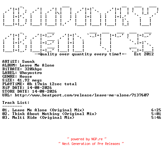 NFO for the release Swonk-Leave_Me_Alone-(WHO415)-WEB-2026-BB by BB