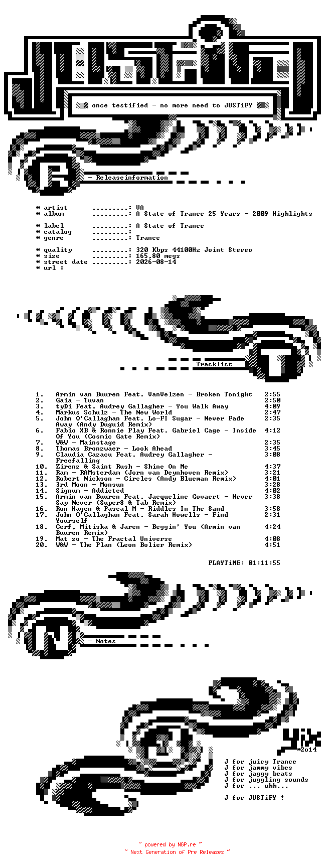 NFO for the release VA-A_State_Of_Trance_25_Years___2009_Highlights_(Radio_Versions)-WEB-2026-JUSTiFY_iNT by JUSTiFY_iNT
