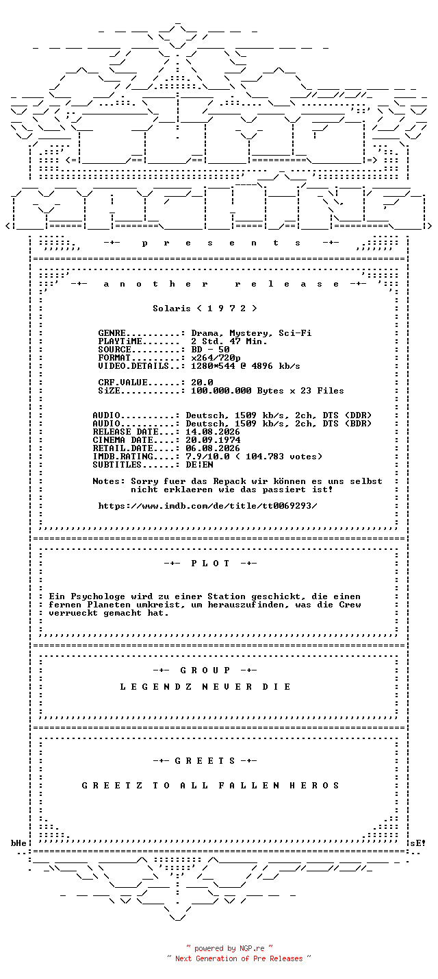 NFO for the release Solaris.REMASTERED.1972.German.1080p.BluRay.x264.REPACK-TM by TM