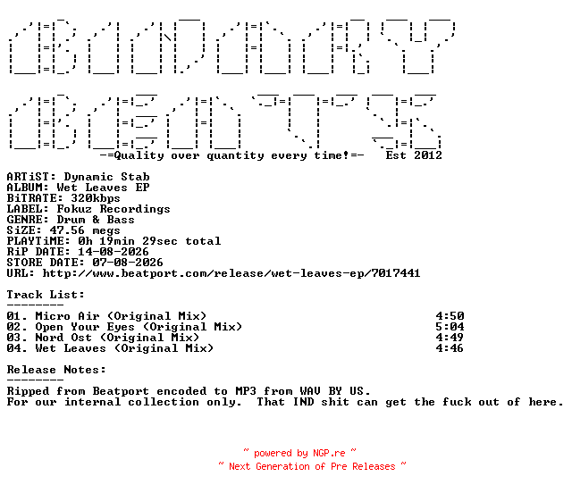 NFO for the release Dynamic_Stab-Wet_Leaves_EP-(FOKUZ408)-WEB-2026-BB_INT by BB_INT