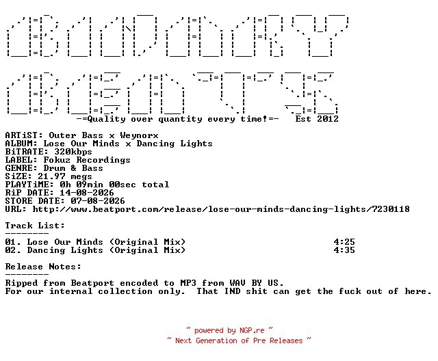 NFO for the release Outer_Bass_x_Weynorx-Lose_Our_Minds_x_Dancing_Lights-(FOKUZ436)-WEB-2026-BB_INT by BB_INT