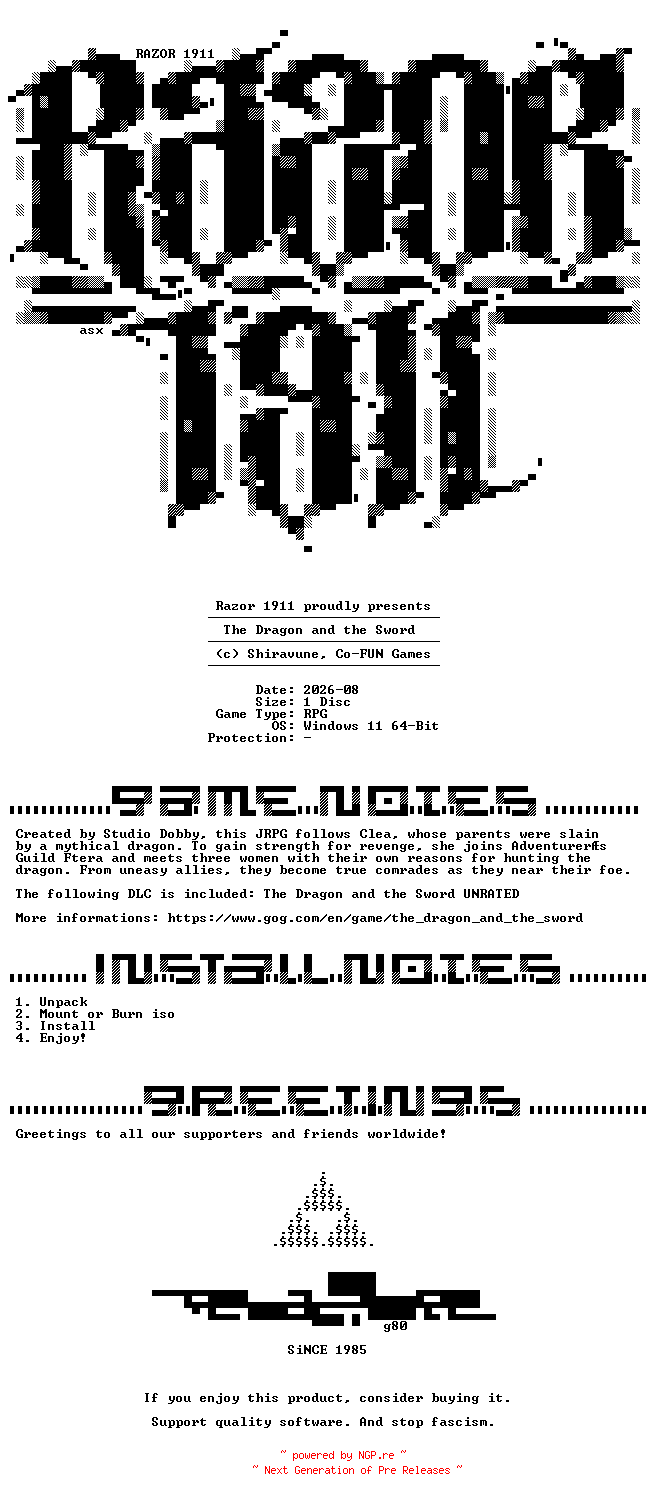 NFO for the release The_Dragon_and_the_Sword-Razor1911 by Razor1911