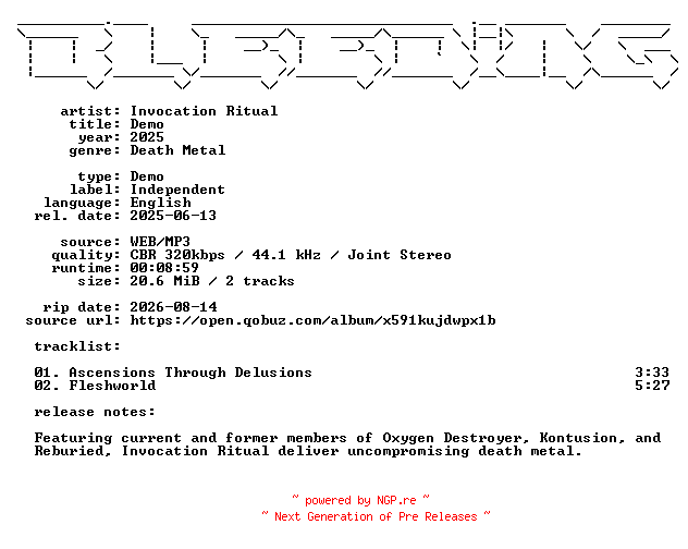 NFO for the release Invocation_Ritual-Demo-Demo-WEB-2025-BLEEDiNG by BLEEDiNG