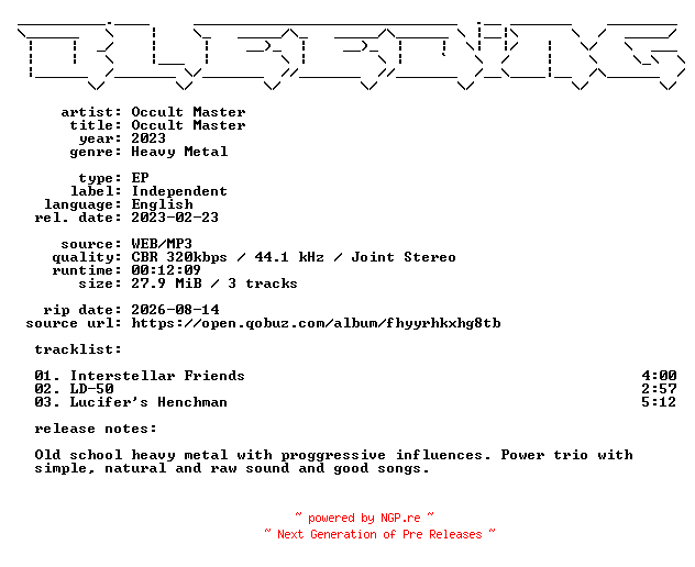 NFO for the release Occult_Master-Occult_Master-EP-WEB-2023-BLEEDiNG by BLEEDiNG