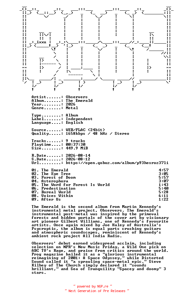 NFO for the release Observers-The_Emerald-24BIT-WEB-FLAC-2026-MOONBLOOD by MOONBLOOD