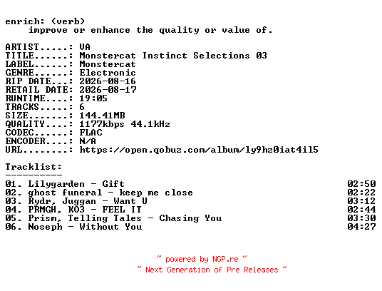 NFO for the release VA-Monstercat_Instinct_Selections_03-EP-16BIT-WEB-FLAC-2026-ENRiCH by ENRiCH