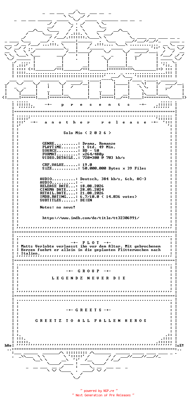 NFO for the release Solo.Mio.German.2026.AC3.BDRip.x264-TM by TM