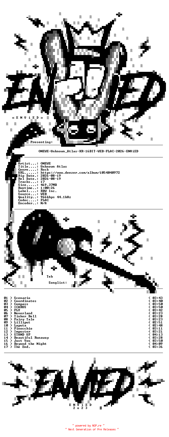 NFO for the release ONEWE-Unknown_Atlas-KR-16BIT-WEB-FLAC-2026-ENViED by ENViED
