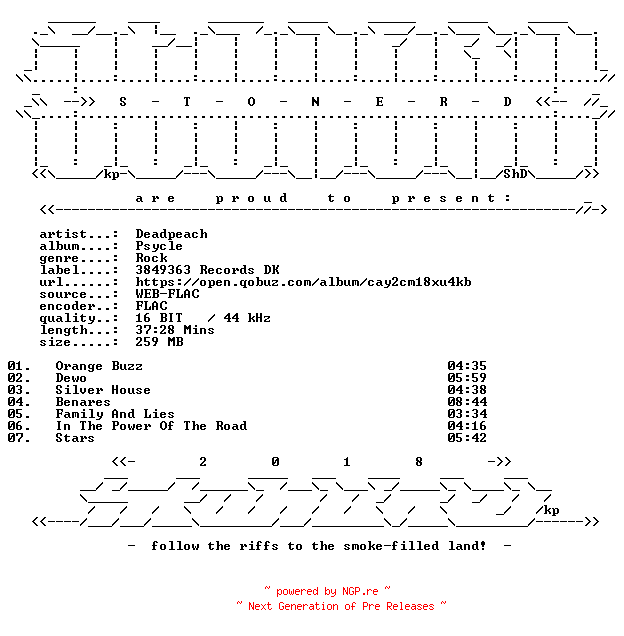 NFO for the release Deadpeach-Psycle-16BIT-WEB-FLAC-2006-STONERD by STONERD