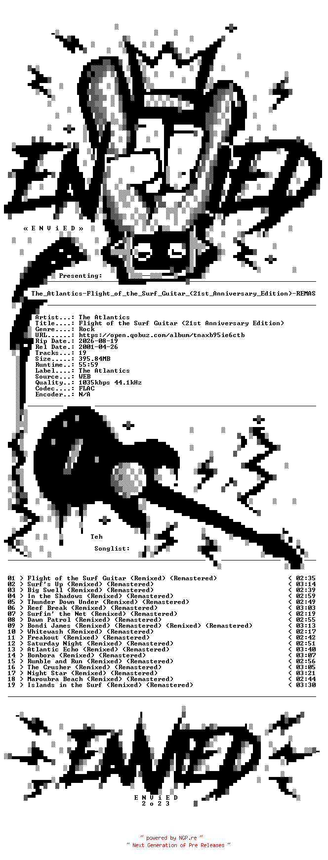 NFO for the release The_Atlantics-Flight_of_the_Surf_Guitar_(21st_Anniversary_Edition)-REMASTERED-16BIT-WEB-FLAC-2021-ENViED by ENViED