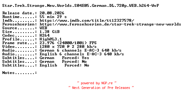 NFO for the release Star.Trek.Strange.New.Worlds.S04E05.German.DL.720p.WEB.h264-WvF by WvF