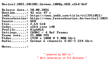 NFO for the release Revival.2025.S01E02.German.1080p.WEB.x264-WvF by WvF