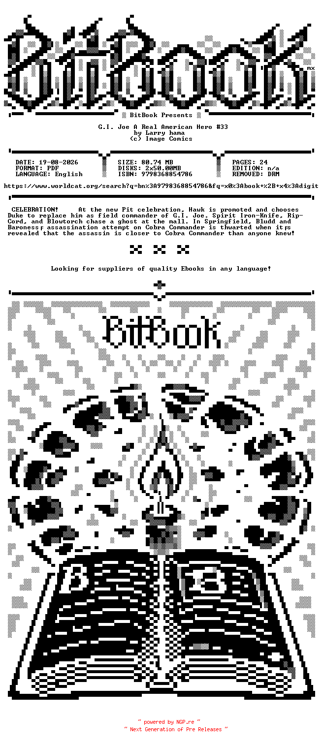 NFO for the release Image.Comics.-.G.I.Joe.A.Real.American.Hero.No.33.2026.Retail.Comic.eBook-BitBook by BitBook