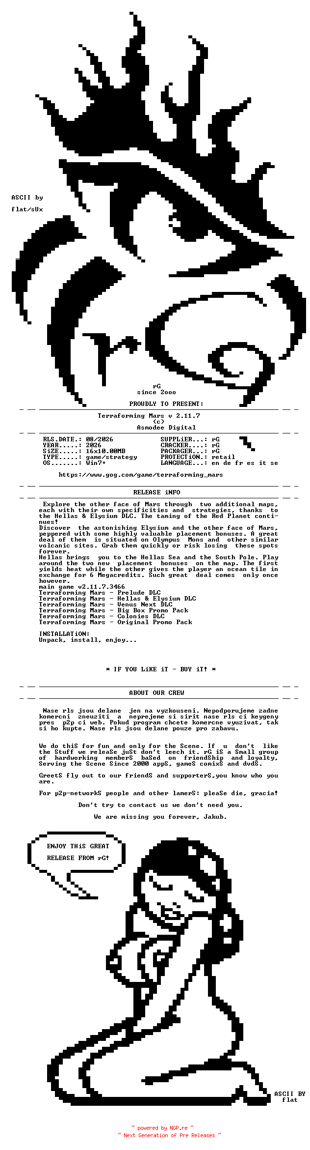 NFO for the release Terraforming.Mars.v2.11.7-rG by rG